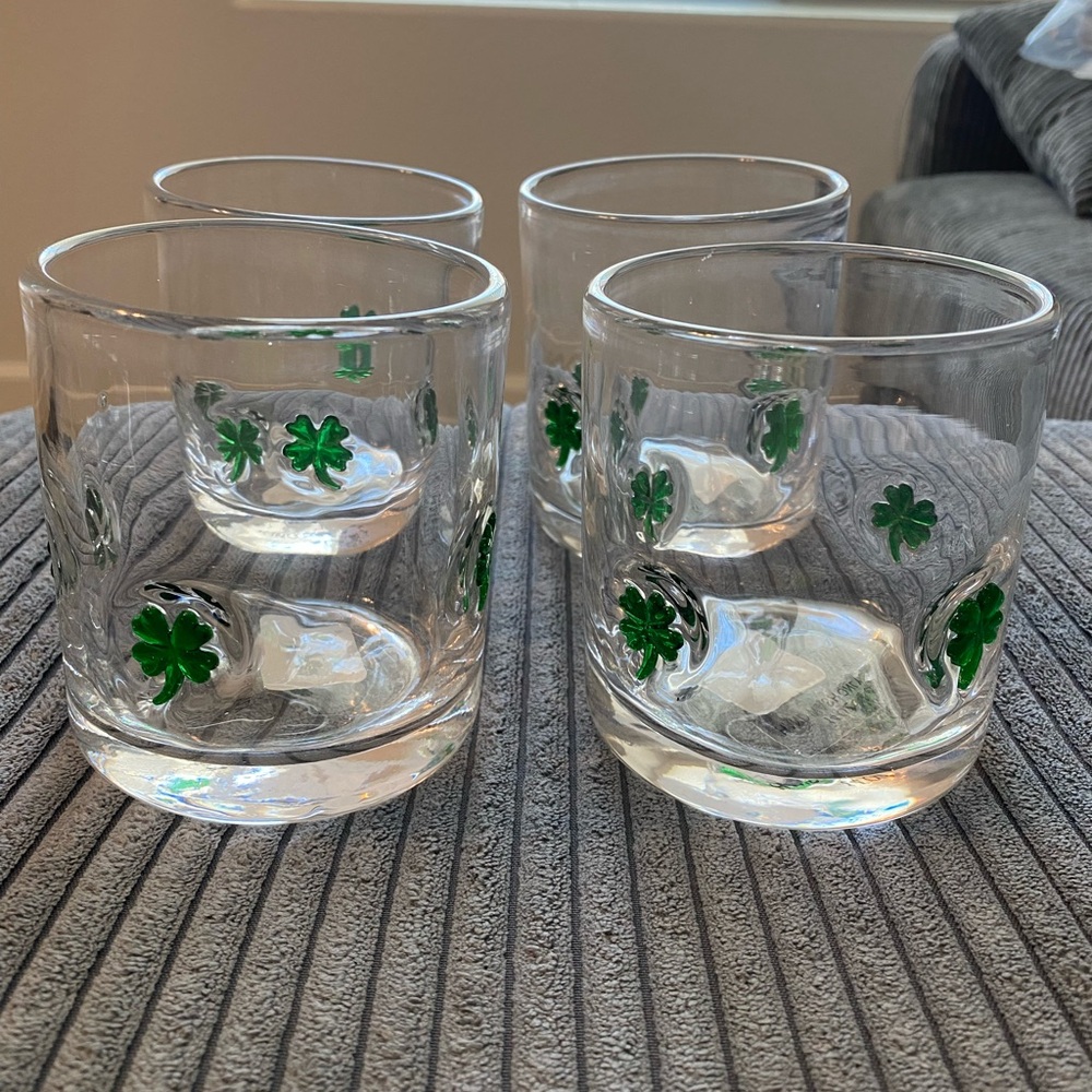 Set of Four Clover Drinking Glasses